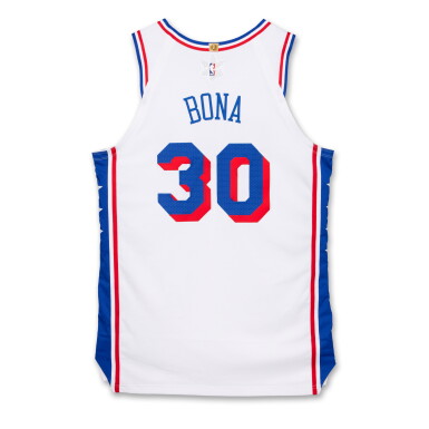 View full screen - View 1 of Lot 172. Adem Bona ‘Christmas Day’ Philadelphia 76ers 2024-2025 Game Issued Association Edition Jersey .