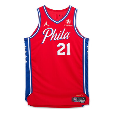 View full screen - View 1 of Lot 100. Joel Embiid Philadelphia 76ers 2021-2022 Game Worn Statement Edition Jersey | Double-Double .