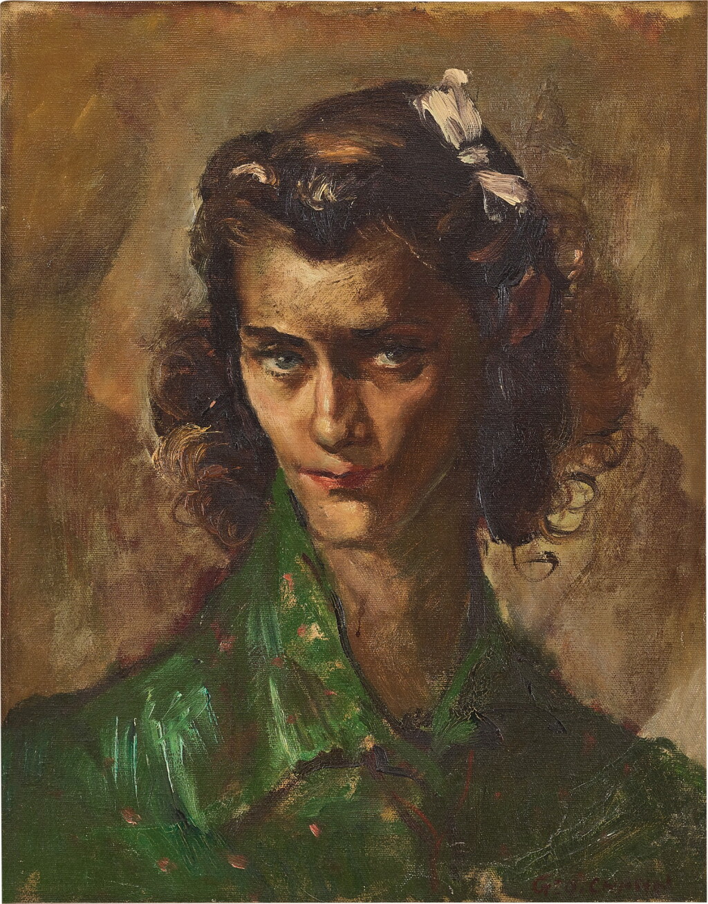 View full screen - View 1 of Lot 2043. George Chann 陳蔭羆 | Untitled (Portrait of a Woman) 無題仕女(肖像).