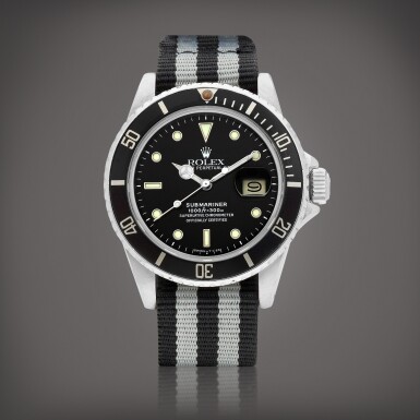 View full screen - View 1 of Lot 8647. Submariner, Reference 16800 | A stainless steel wristwatch with date, Circa 1983 | 勞力士 | Submariner 型號16800 | 精鋼腕錶,備日期顯示,約1983年製.