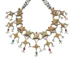 GEM SET AND ENAMEL NECKLACE, 'NAVARATNA' (COLLANA 'NAVARATNA'), LATE 19TH CENTURY AND LATER