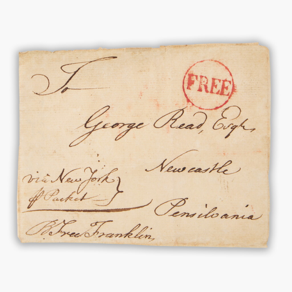 View full screen - View 1 of Lot 101. Benjamin Franklin | A subtly subversive franking signature: "B Free Franklin".