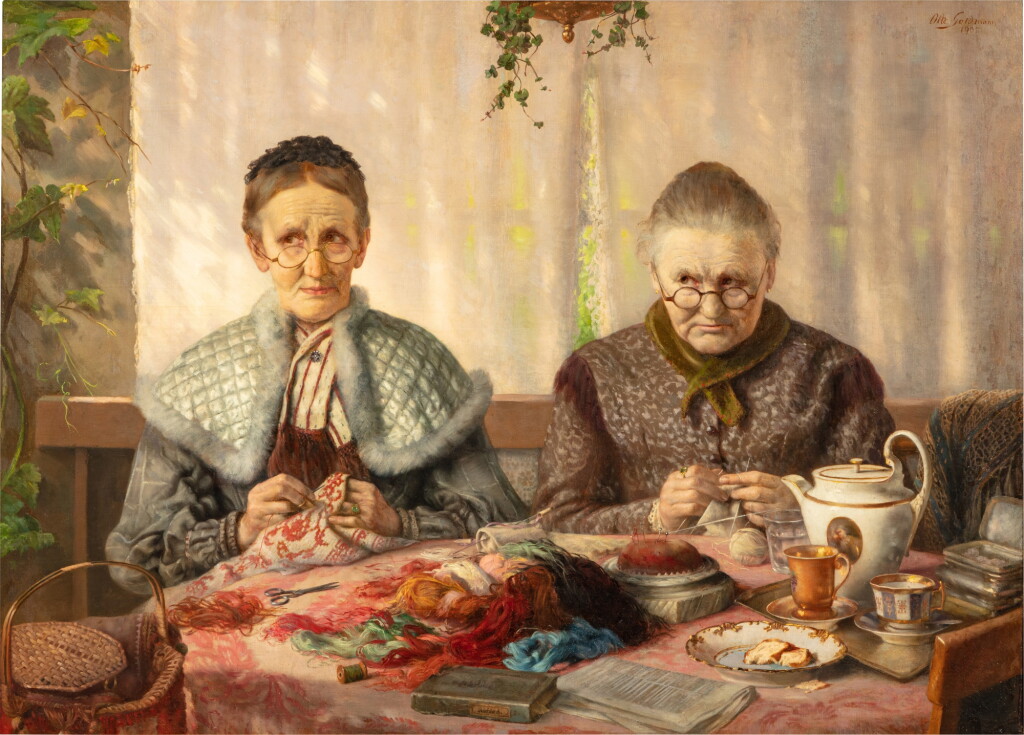 View full screen - View 1 of Lot 188. The knitters | Les tricoteuses.