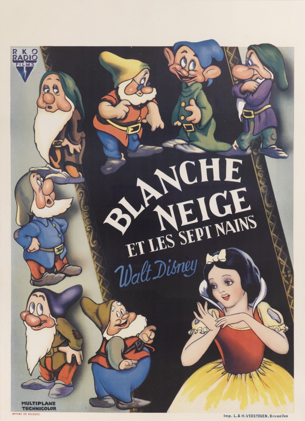 View full screen - View 1 of Lot 109. Snow White and the Seven Dwarfs/ Blanche Neige (1937), first Belgian release poster (1938).