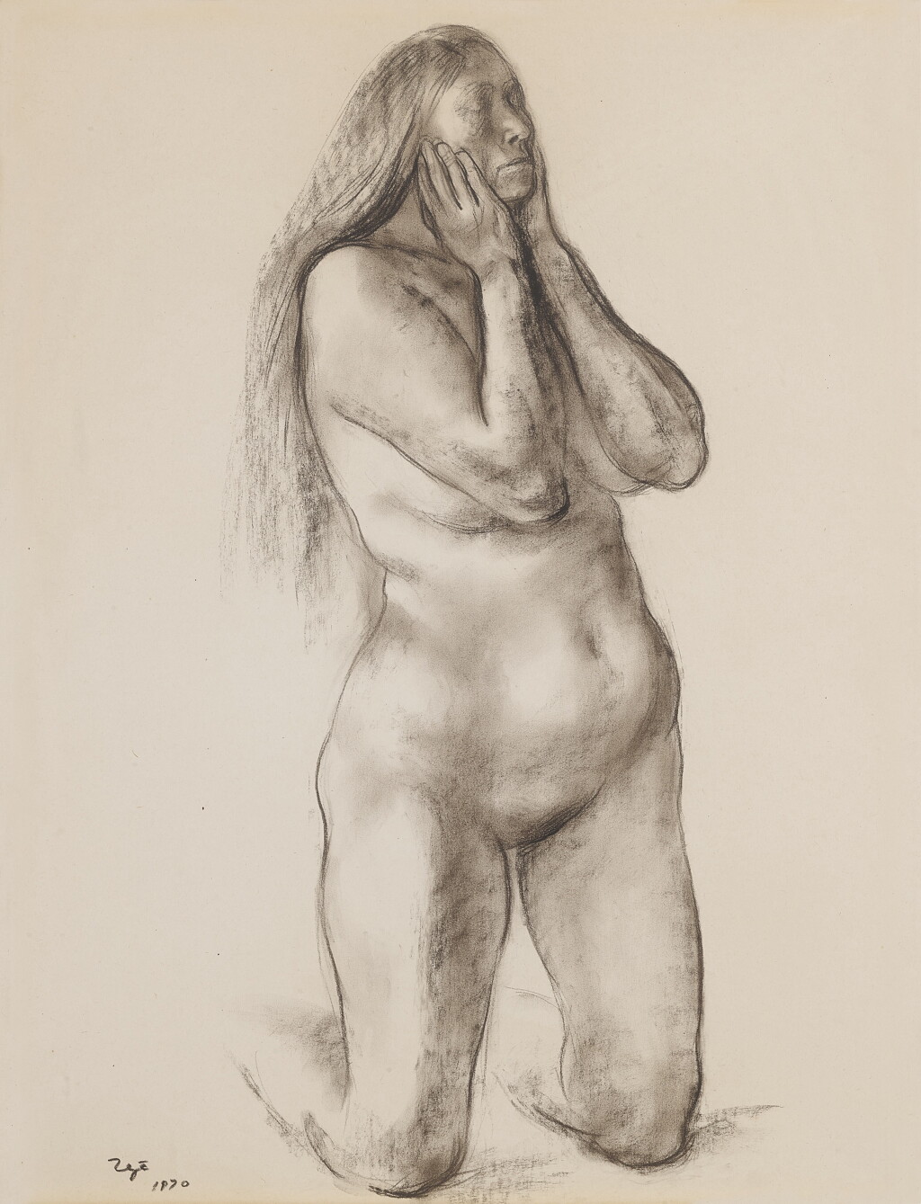 View full screen - View 1 of Lot 394. Mujer de rodillas.