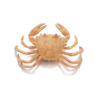 View full screen - View 1 of Lot 830. Gold and ruby brooch.