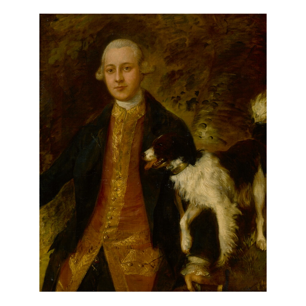 Voir en plein écran - Voir 1 du lot 86. THOMAS GAINSBOROUGH, R.A. | PORTRAIT OF GEORGE CHARLES GARNIER (1739-1819) OF ROOKESBURY PARK, HAMPSHIRE, THREE-QUARTER LENGTH, IN A LANDSCAPE WITH A SPANIEL.