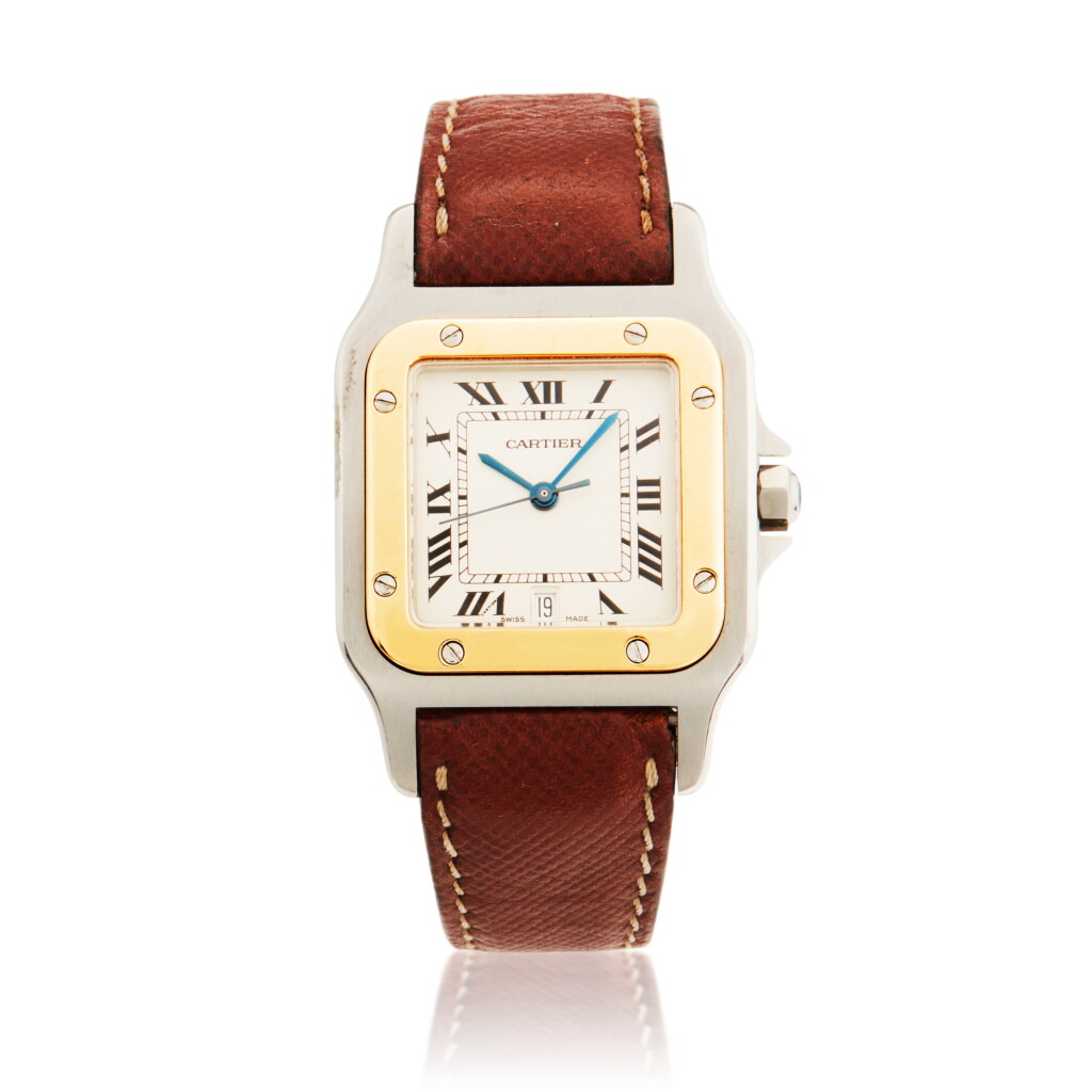 View full screen - View 1 of Lot 404. Reference 187901 Santos | A stainless steel and yellow gold wristwatch with date, Circa 2010.