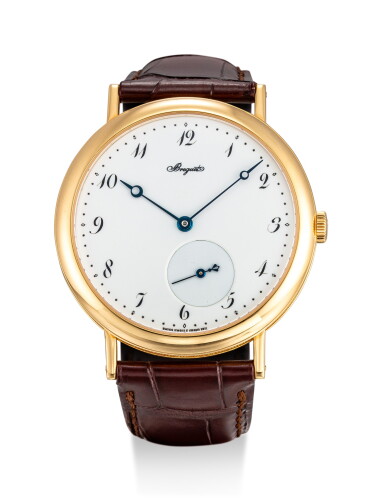 View full screen - View 1 of Lot 852. BREGUET | CLASSIQUE, REFERENCE 5140, A YELLOW GOLD WRISTWATCH WITH ENAMEL DIAL, CIRCA 2008.