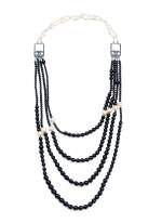 Black and Ivory Resin Pearl Multi Strand CC Logo Necklace, Cir 2010