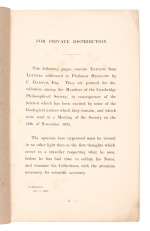 DARWIN | For Private Distribution... Extracts from Letters addressed to Professor Henslow..., 1835, original wrappers