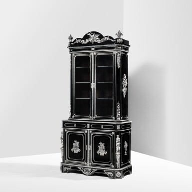 View full screen - View 1 of Lot 92. A French silvered-bronze mounted, pewter, Rio rosewood and tinted pearwood cabinet by Alphonse Giroux, Paris, circa 1850, the bronze signed Mathieu Béfort Jeune.
