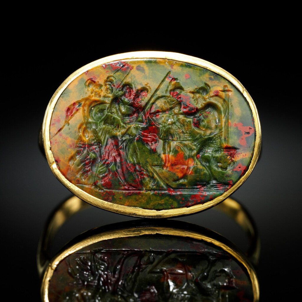 View full screen - View 1 of Lot 14. Italian, circa 1600 | Intaglio with classical scene, possibly Mucius Scaevola before Lars Porsenna.