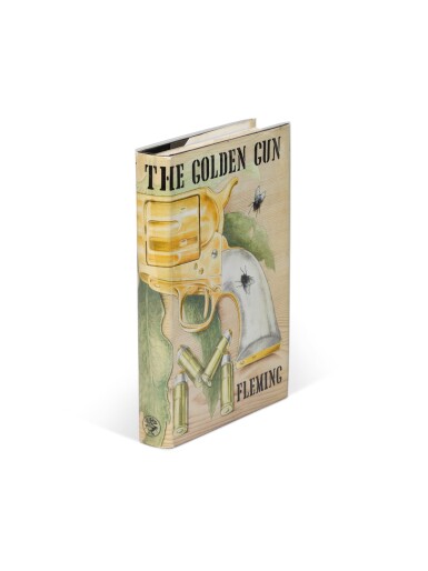 View full screen - View 1 of Lot 152. Ian Fleming | The Man With The Golden Gun, 1965, second state, binding A, presentation copy, signed and inscribed by Richard Fleming.