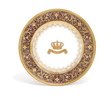 View full screen - View 1 of Lot 270. A PIRKENHAMMER DARK-BLUE-GROUND PLATE, CIRCA 1885.