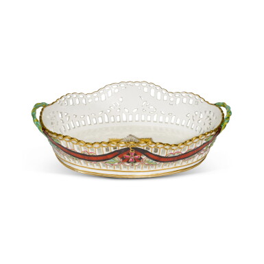 View full screen - View 1 of Lot 54. An oval basket from the Service of the Order of St Vladimir, Gardner Porcelain Manufactory, late 18th century.