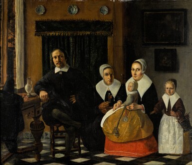 View full screen - View 1 of Lot 354. Portrait of a family in an interior.