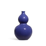 A blue-glazed double-gourd vase, Seal mark and period of Daoguang | 清道光 霽藍釉葫蘆瓶 《大清道光年製》款