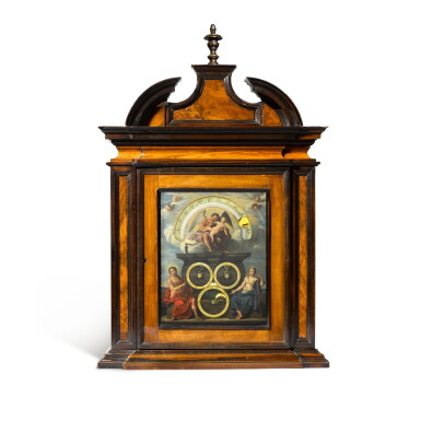 View full screen - View 1 of Lot 23. A walnut and ebonised night timepiece with calendar, Italian for the French market, circa 1700.