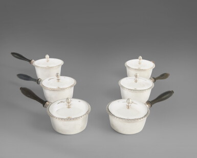 View full screen - View 1 of Lot 743. A Set of Six Empire Silver Covered Small Pans, Denis-François Franckson, Paris, 1801-1809.