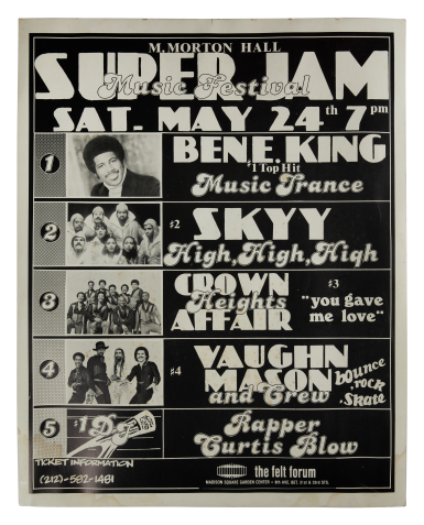 View full screen - View 1 of Lot 4. Super Jam Music Festival at The Felt Forum concert poster and accompanying concert ticket, 1980.