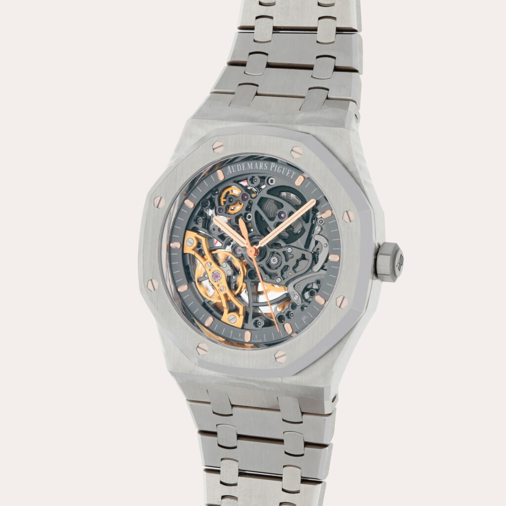 View full screen - View 1 of Lot 17. Royal Oak, Reference 15407ST.OO.1220ST.01 | A stainless steel skeletonized wristwatch with double balance wheel and bracelet | Circa 2019.