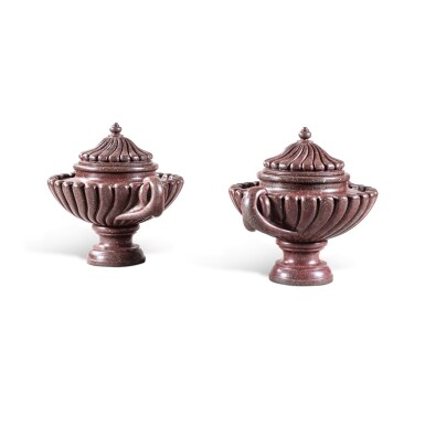 View full screen - View 1 of Lot 532. A pair of Baroque style porphyry vases.