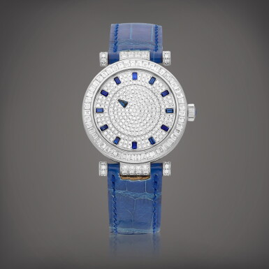 View full screen - View 1 of Lot 8914. Master Mystery | A white gold, diamond and sapphire-set wristwatch, Circa 2001 | Master Mystery | 白金鑲鑽石及藍寶石腕錶,約2001年製作.