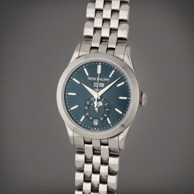 View full screen - View 1 of Lot 232. Reference 5396/1G-001 | A white gold annual calendar wristwatch with moon phases and bracelet | Circa 2015.