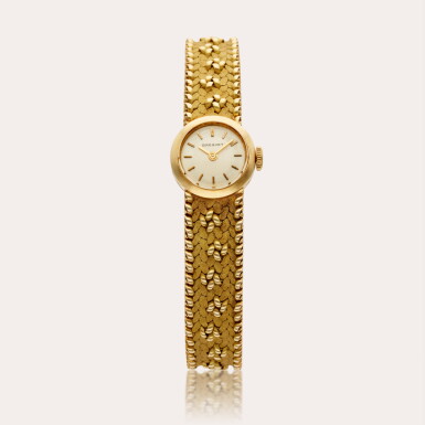View full screen - View 1 of Lot 454. A yellow gold bracelet watch, Circa 1960.