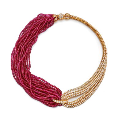 View full screen - View 1 of Lot 246. Ruby and Diamond Necklace | 紅寶石 配 鑽石 項鏈.