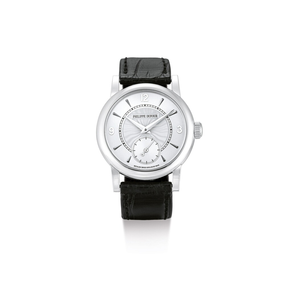 View full screen - View 1 of Lot 2152. PHILIPPE DUFOUR | SIMPLICITY, NUMBER 100, A PLATINUM WRISTWATCH, MADE IN 2005 | "Simplicity 鉑金腕錶,機芯編號100,2005年製".