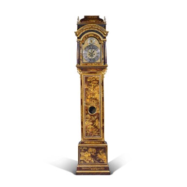 View full screen - View 1 of Lot 20. A George II Gilt and Black Simulated Tortoiseshell Japanned Longcase Clock by John Ellicott, London, Circa 1735.
