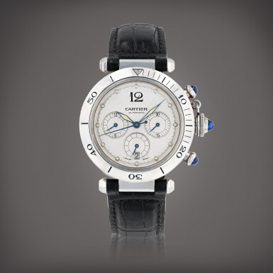 View full screen - View 1 of Lot 156. Pasha, reference 2113 Montre bracelet en acier avec chronographe et date | Stainless steel chronograph wristwatch with date Vers 2000 | Circa 2000.