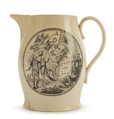 View full screen - View 1 of Lot 50. (American Revolution) | A rare transferware jug, celebrating the newly formed United States.