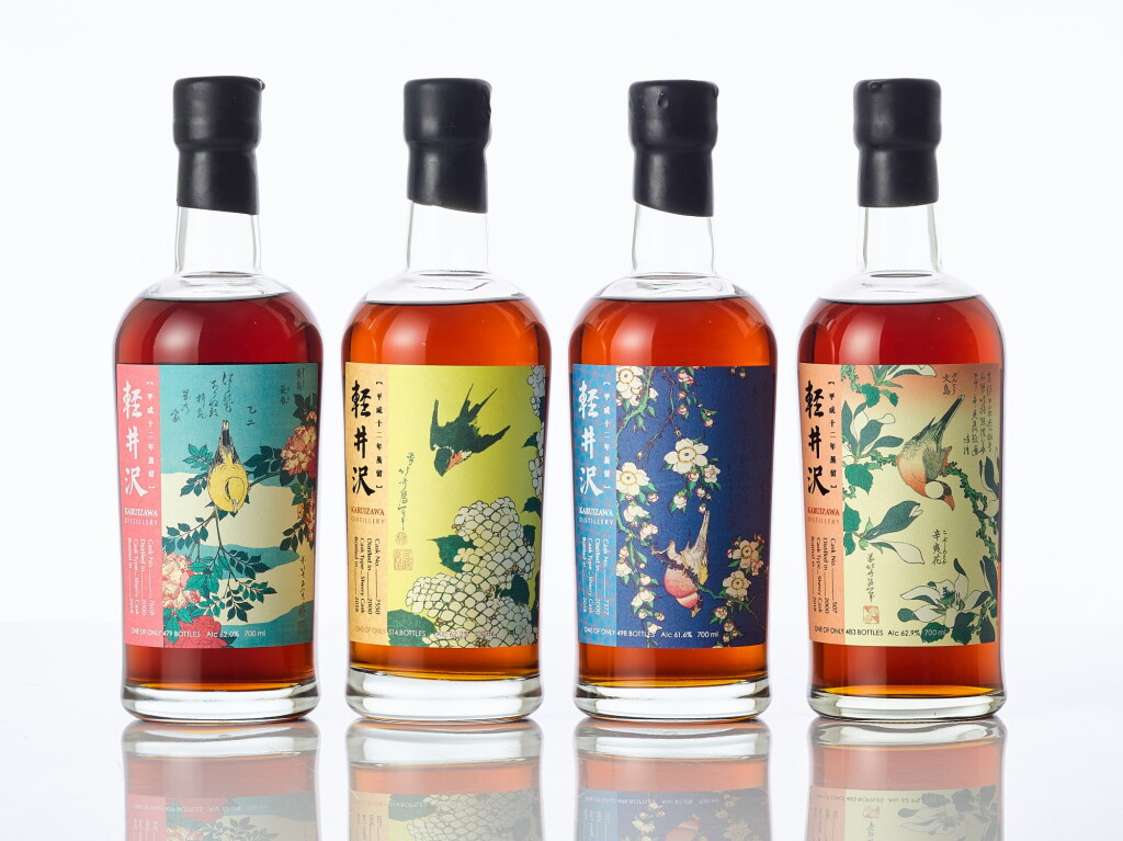 View full screen - View 1 of Lot 6028. 輕井澤花鳥系列Karuizawa Single Sherry Cask Aged 18 Years "Flower and Bird" Series Set 2000 (4 BT70).