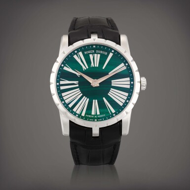 View full screen - View 1 of Lot 770. Excalibur, Reference DBEX0518 | A limited edition stainless steel wristwatch with malachite dial, Made for the Kuwait market, Circa 2015 | 羅杰杜彼 | Excalibur 型號DBEX0518 | 限量版精鋼腕錶,備孔雀石錶盤,為科威特市場而製,約2015年製.