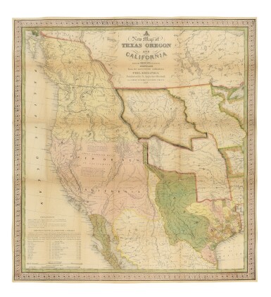 View full screen - View 1 of Lot 182. MITCHELL, SAMUEL AUGUSTUS | A New Map of Texas Oregon and California with the Regions Adjoining. Compiled from the most recent authorities. Philadelphia: Published by S. Augustus Mitchell, 1846.