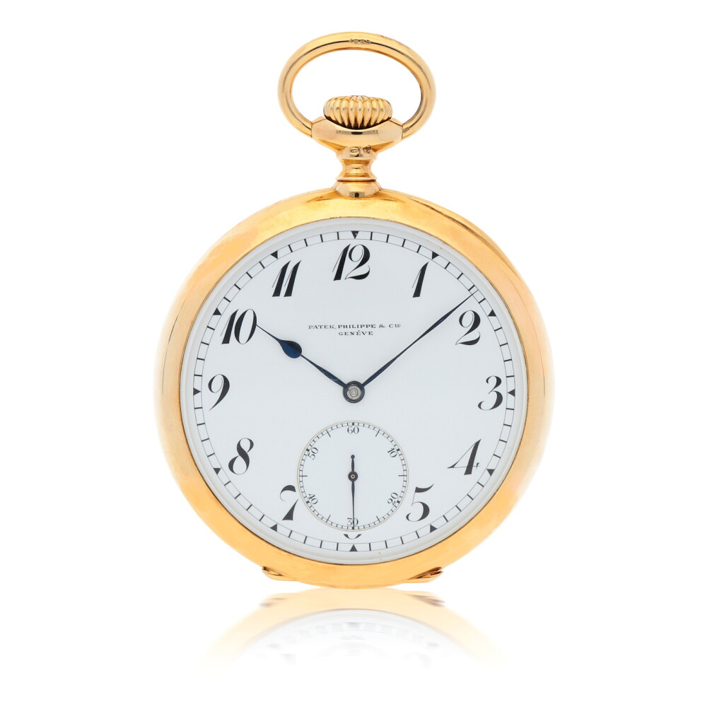 View full screen - View 1 of Lot 164. YELLOW GOLD OPEN-FACED WATCH WITH WHITE ENAMEL DIAL MADE IN 1912.