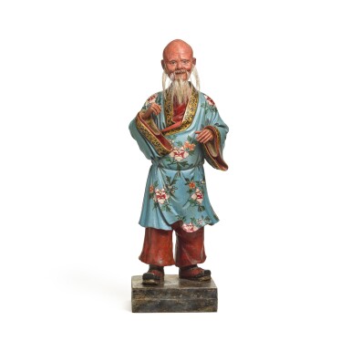 View full screen - View 1 of Lot 101. A Chinese Export polychrome decorated clay nodding figure, early 19th century.