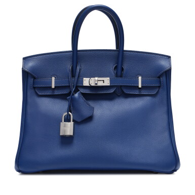 View full screen - View 1 of Lot 42. Bleu Saphir Swift Birkin 25 Palladium Hardware, 2014.