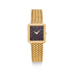 PIAGET | REFERENCE 91542 D2, A YELLOW GOLD BRACELET WATCH WITH ONYX HARDSTONE "ARABIC” DIAL, CIRCA 1985