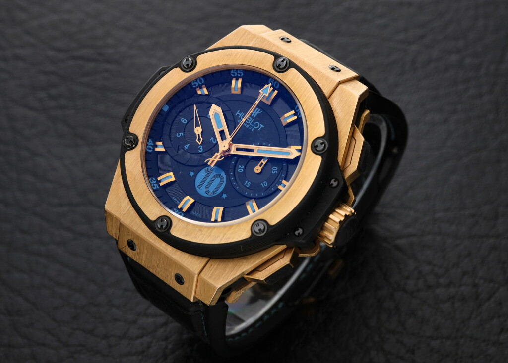 View full screen - View 1 of Lot 1. Piece Unique King Power 'Diego Maradona' A unique pink gold and titanium automatic chronograph wristwatch with high frequency oscillations, Circa 2012.