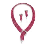 Ruby and Diamond Demi-Parure | 紅寶石 配 鑽石 項鏈 及 耳環套裝