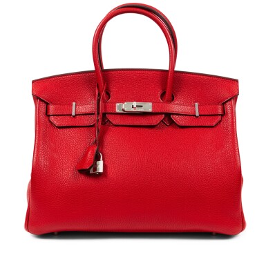 View full screen - View 1 of Lot 393. Rouge Casque Clémence Birkin 35 Palladium Hardware, 2007.