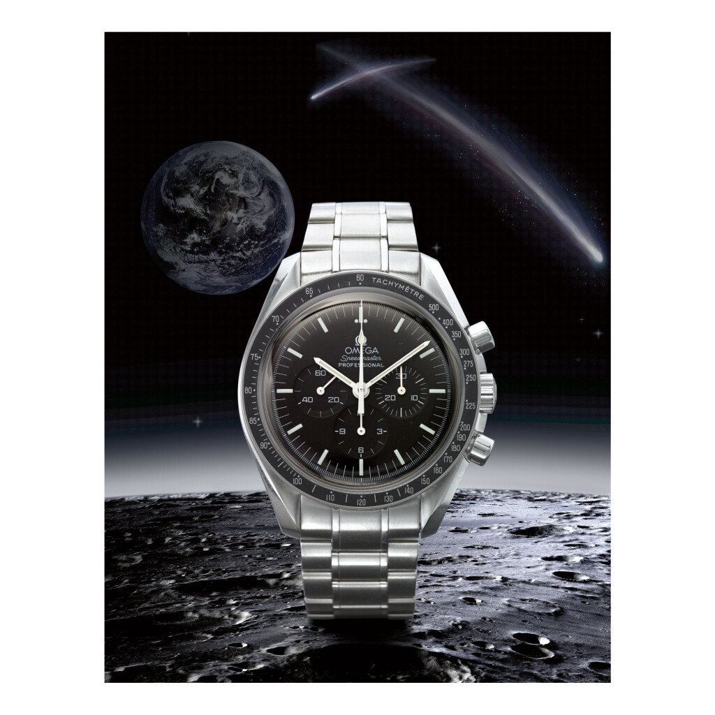 View full screen - View 1 of Lot 35. OMEGA | SPEEDMASTER REF 3570.50.00 'RED DOT', A STAINLESS STEEL CHRONOGRAPH WRISTWATCH, MADE IN 2008.