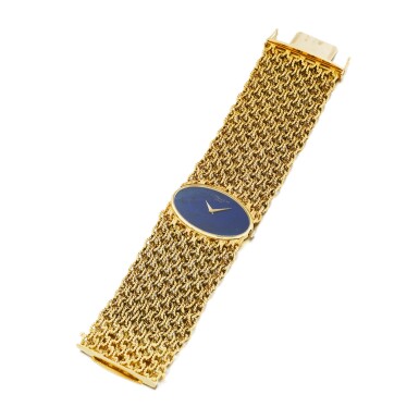View full screen - View 1 of Lot 797. Chopard | Montre bracelet de dame lapis-lazuli et or | Lady's lapis lazuli and gold bracelet watch.