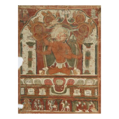 View full screen - View 1 of Lot 317. A THANGKA DEPICTING MANJUSHRI, TIBET, 13TH/14TH CENTURY.