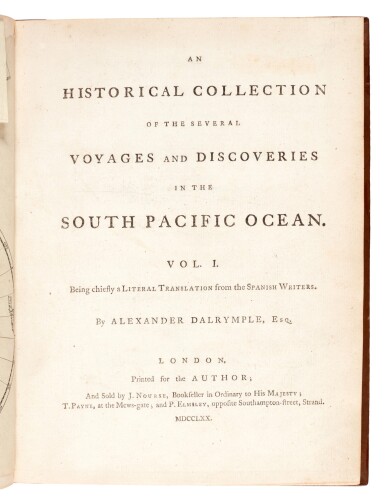 View full screen - View 1 of Lot 43. DALRYMPLE | An historical collection of the several voyages and discoveries in the South Pacific Ocean, 1770-1771.