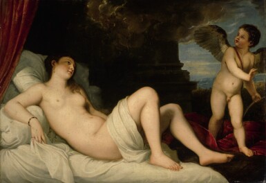 View full screen - View 1 of Lot 156. 17TH CENTURY FOLLOWER OF TIZIANO VECELLIO, CALLED TITIAN | DANAË.